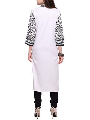 White crepe straight kurta - 15283442 - Standard Image - 3