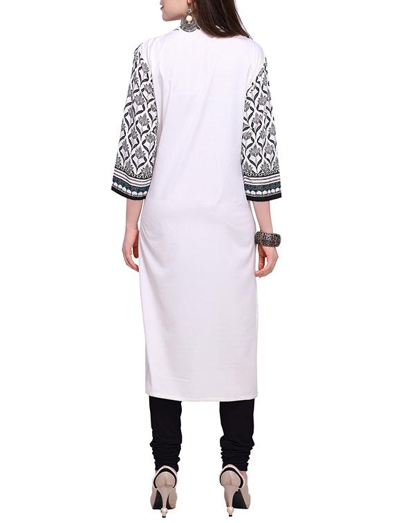 White crepe straight kurta - 15283442 - Zoom Image - 3