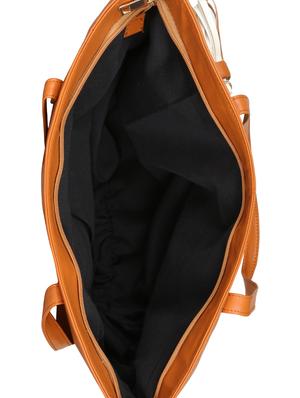 brown colored leatherette (pu) regular tote - 15283909 - Standard Image - 3