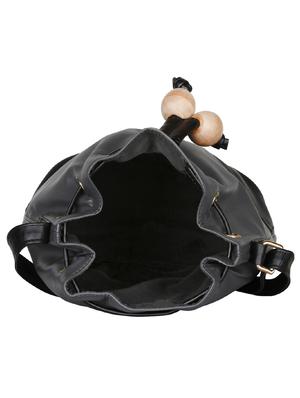 black colored leatherette (pu) regular sling bag - 15283936 - Standard Image - 3