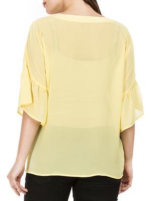 flared sleeved sheer top - 15284584 - Standard Image - 3