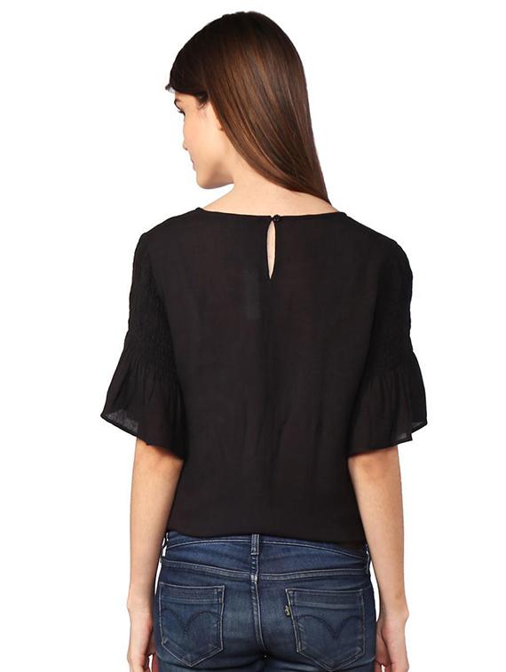 smocked sleeve embroidered top - 15286277 - Zoom Image - 3