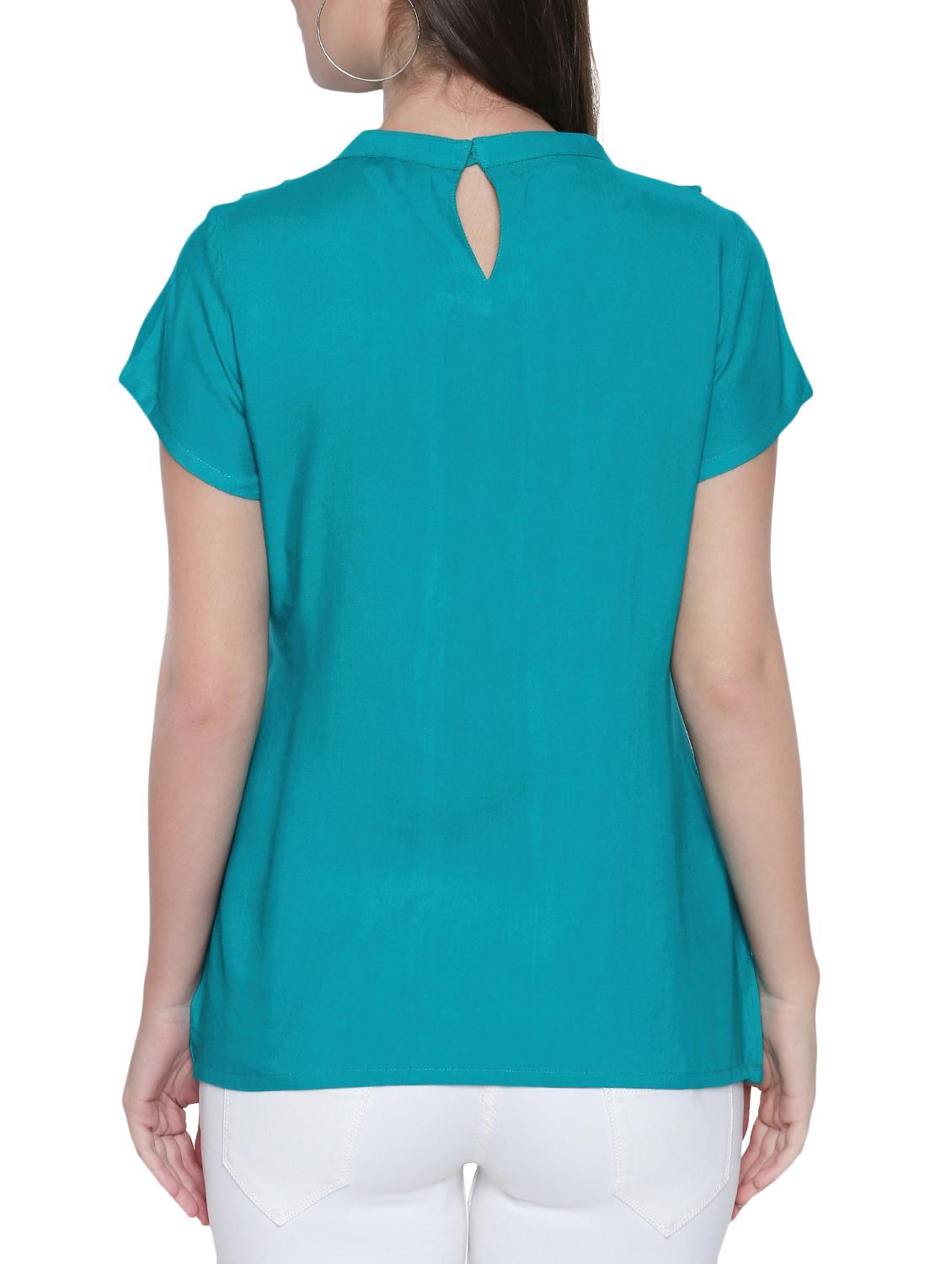 blue solid viscose ruffle top - 15287060 - Zoom Image - 3