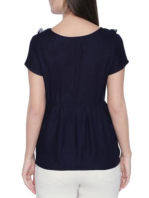 navy blue solid viscose top - 15287068 - Standard Image - 3