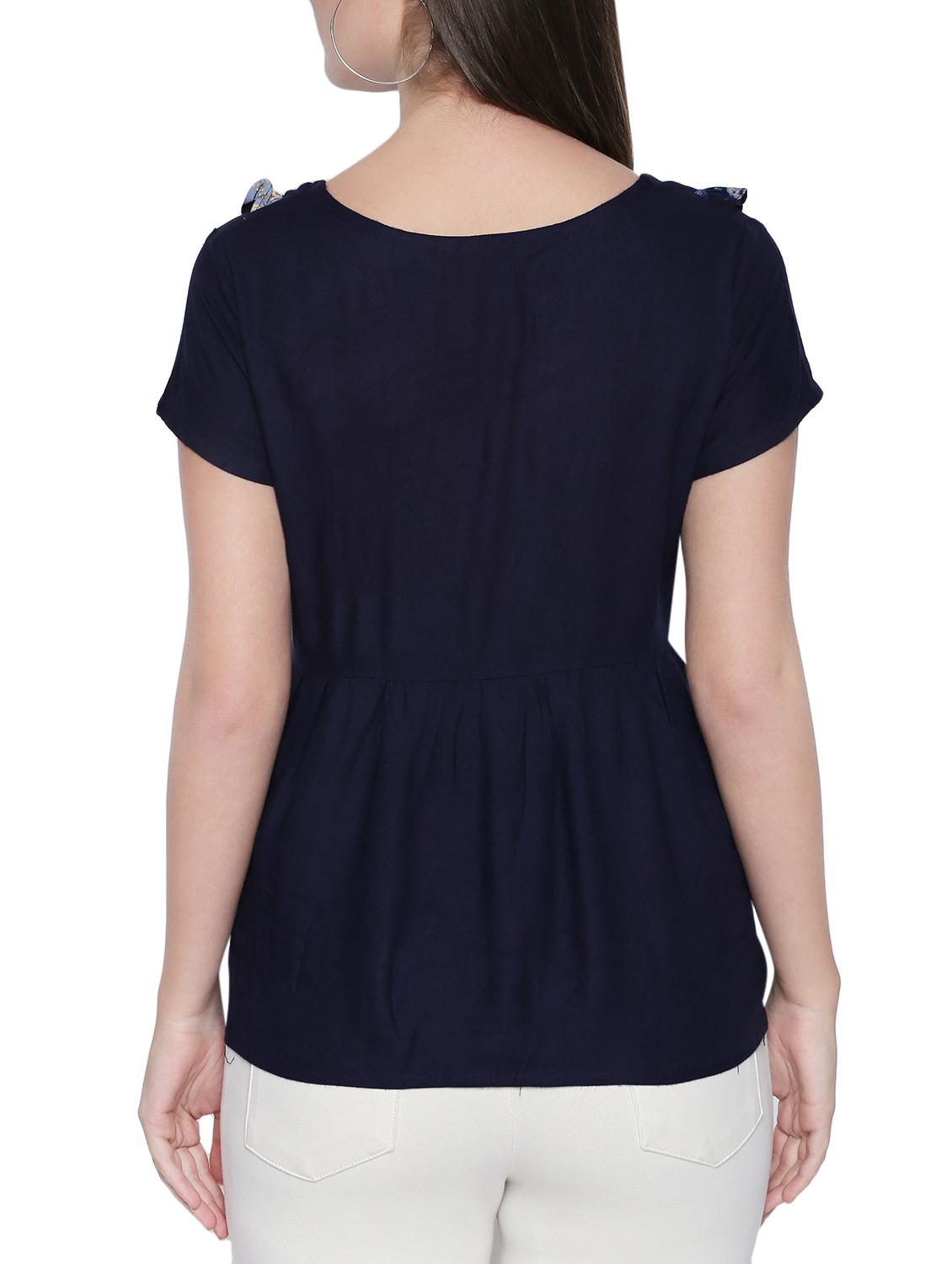 navy blue solid viscose top - 15287068 - Zoom Image - 3