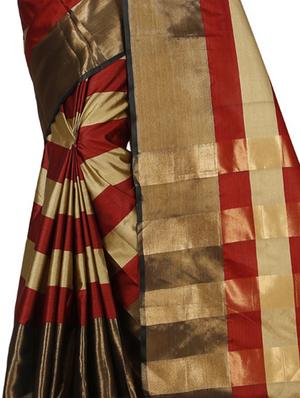 red silk tussar saree with blouse - 15288201 - Standard Image - 3