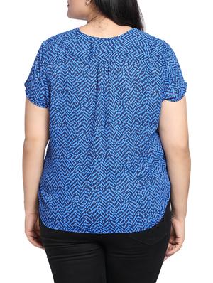 printed v neck pleated back top - 15288374 - Standard Image - 3