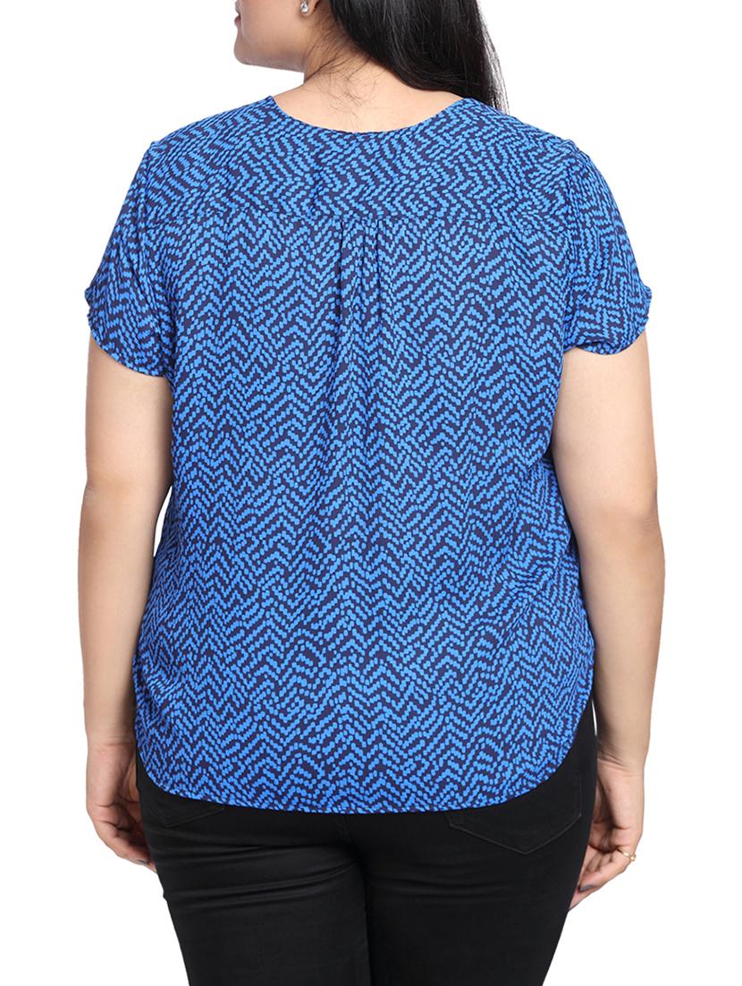 printed v neck pleated back top - 15288374 - Zoom Image - 3