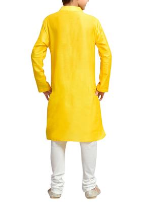 yellow cotton blend kurta set - 15288500 - Standard Image - 3