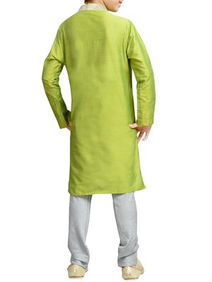 green cotton blend kurta set - 15288503 - Standard Image - 3