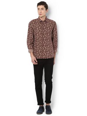 maroon cotton linen casual shirt - 15289129 - Standard Image - 3