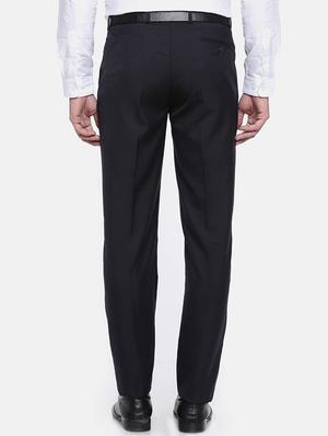 dark blue viscose flat front formal trouser - 15290566 - Standard Image - 3