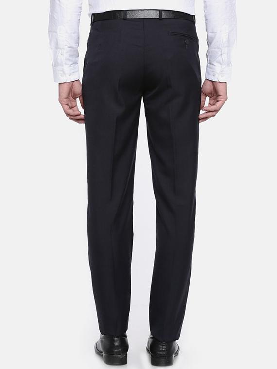 dark blue viscose flat front formal trouser - 15290566 - Zoom Image - 3
