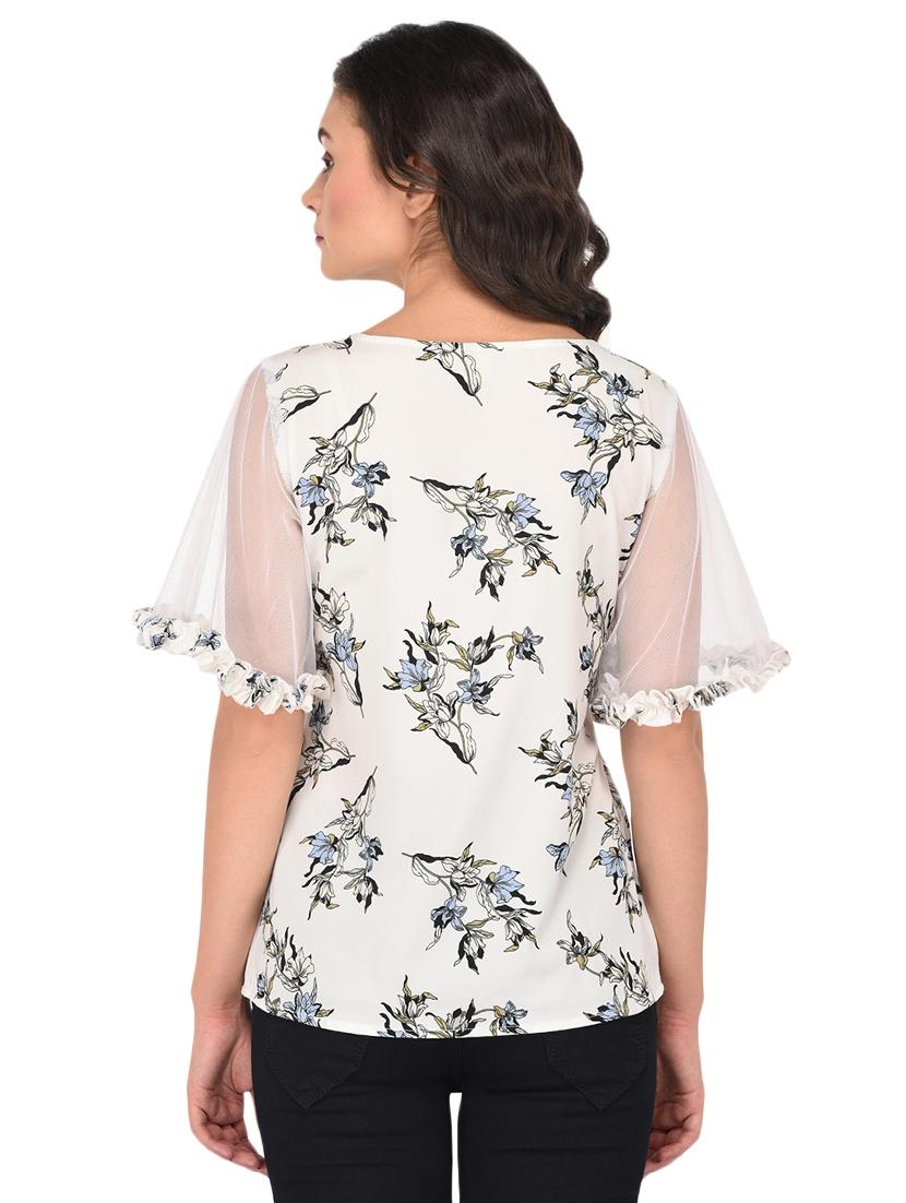 white floral crepe top - 15290652 - Zoom Image - 3