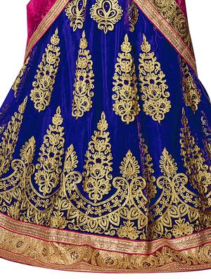 blue embroidered a-line lehenga - 15291189 - Standard Image - 3