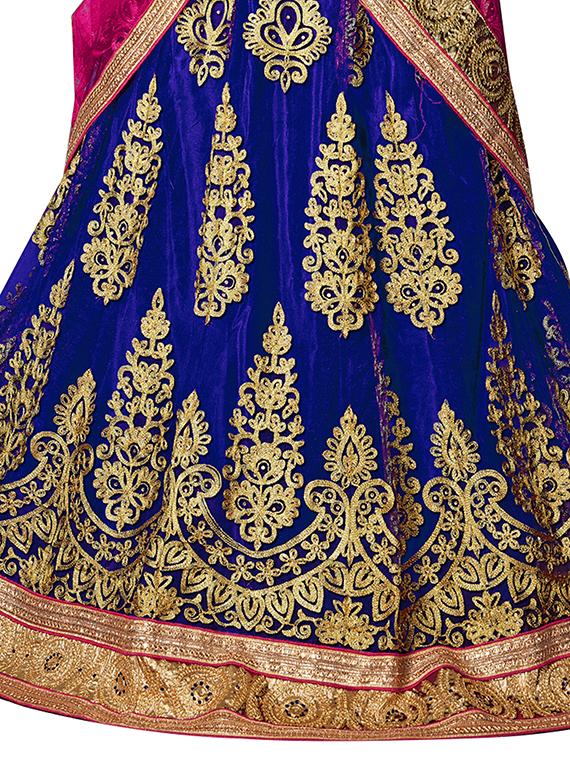 blue embroidered a-line lehenga - 15291189 - Zoom Image - 3