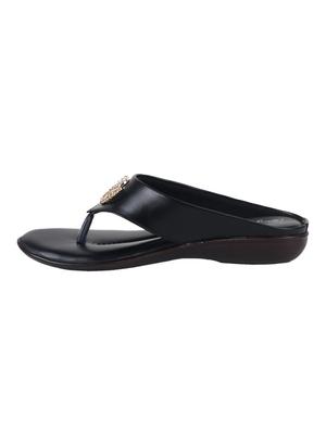 black faux leather flip flops - 15291195 - Standard Image - 3