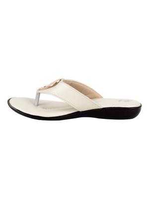 white faux leather flip flops - 15291204 - Standard Image - 3