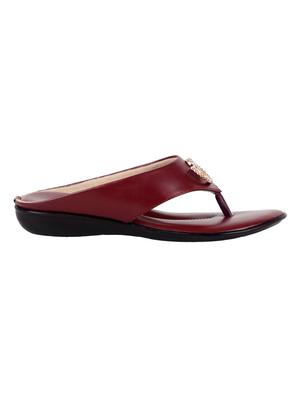maroon faux leather flip flops - 15291370 - Standard Image - 3