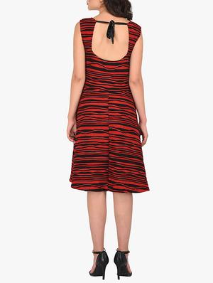 red lycra fit & flare dress - 15291880 - Standard Image - 3