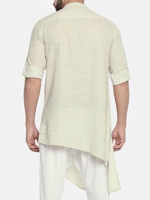 beige cotton kurta pyjama set - 15291891 - Standard Image - 3