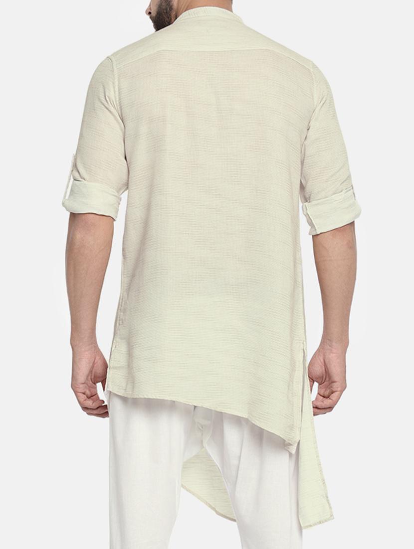 beige cotton kurta pyjama set - 15291891 - Zoom Image - 3