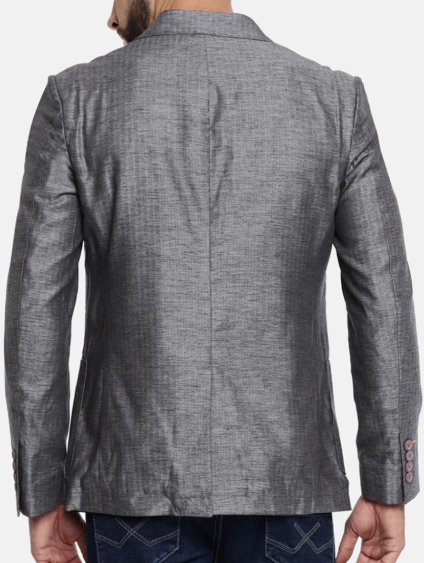 grey cotton single breasted blazer - 15291954 - Zoom Image - 3