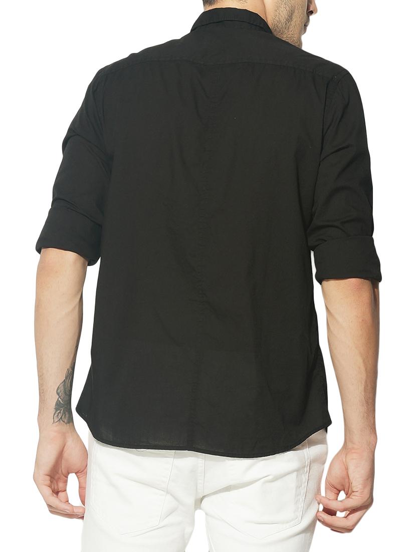 black cotton casual shirt - 15292671 - Zoom Image - 3