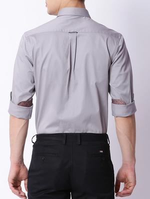 grey cotton formal shirt - 15292789 - Standard Image - 3