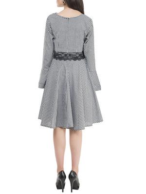 black checkered cotton fit & flare dress - 15293473 - Standard Image - 3