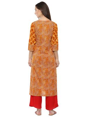 yellow rayon kurta palazzo set - 15294123 - Standard Image - 3