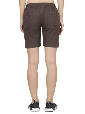 solid brown cotton shorts - 15296238 - Standard Image - 3