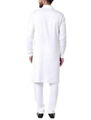 white rayon kurta pyjama set - 15296398 - Standard Image - 3