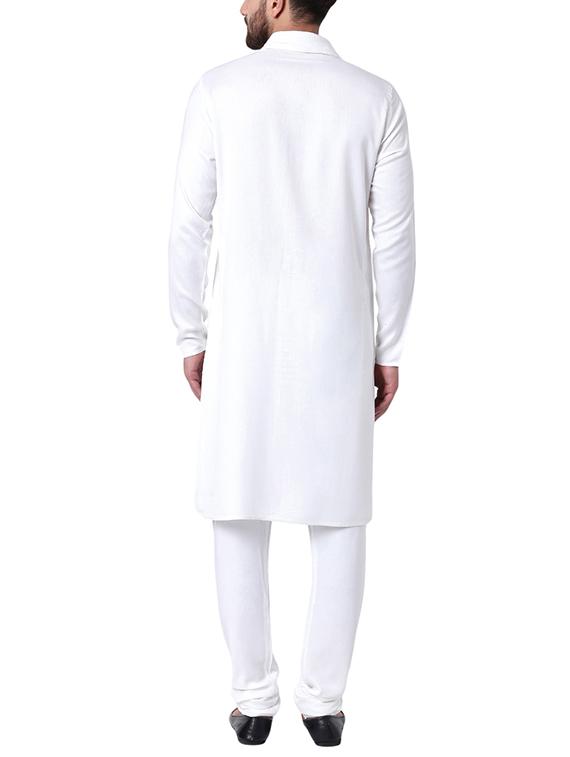 white rayon kurta pyjama set - 15296398 - Zoom Image - 3