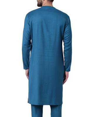 blue rayon long kurta - 15296440 - Standard Image - 3