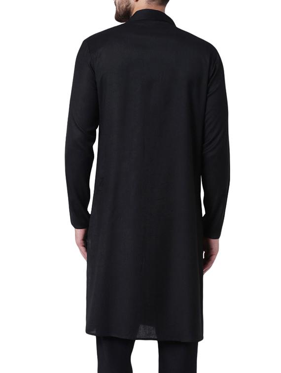 black rayon long kurta - 15296442 - Zoom Image - 3