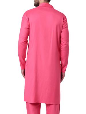 pink rayon long kurta - 15296444 - Standard Image - 3