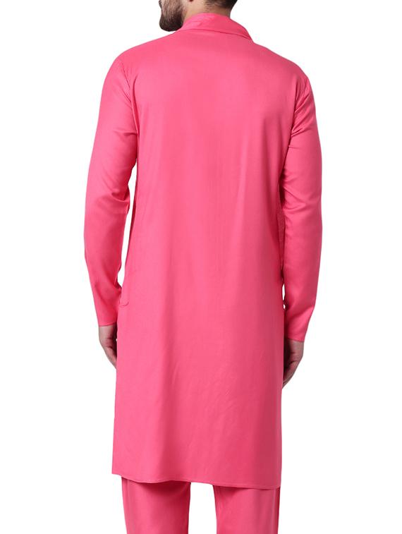 pink rayon long kurta - 15296444 - Zoom Image - 3