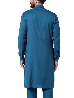 blue rayon long kurta - 15296452 - Standard Image - 3