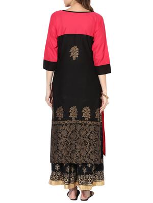 straight hand block printed kurta - 15300261 - Standard Image - 3