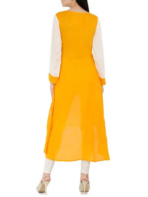 yellow rayon layered kurta - 15300266 - Standard Image - 3
