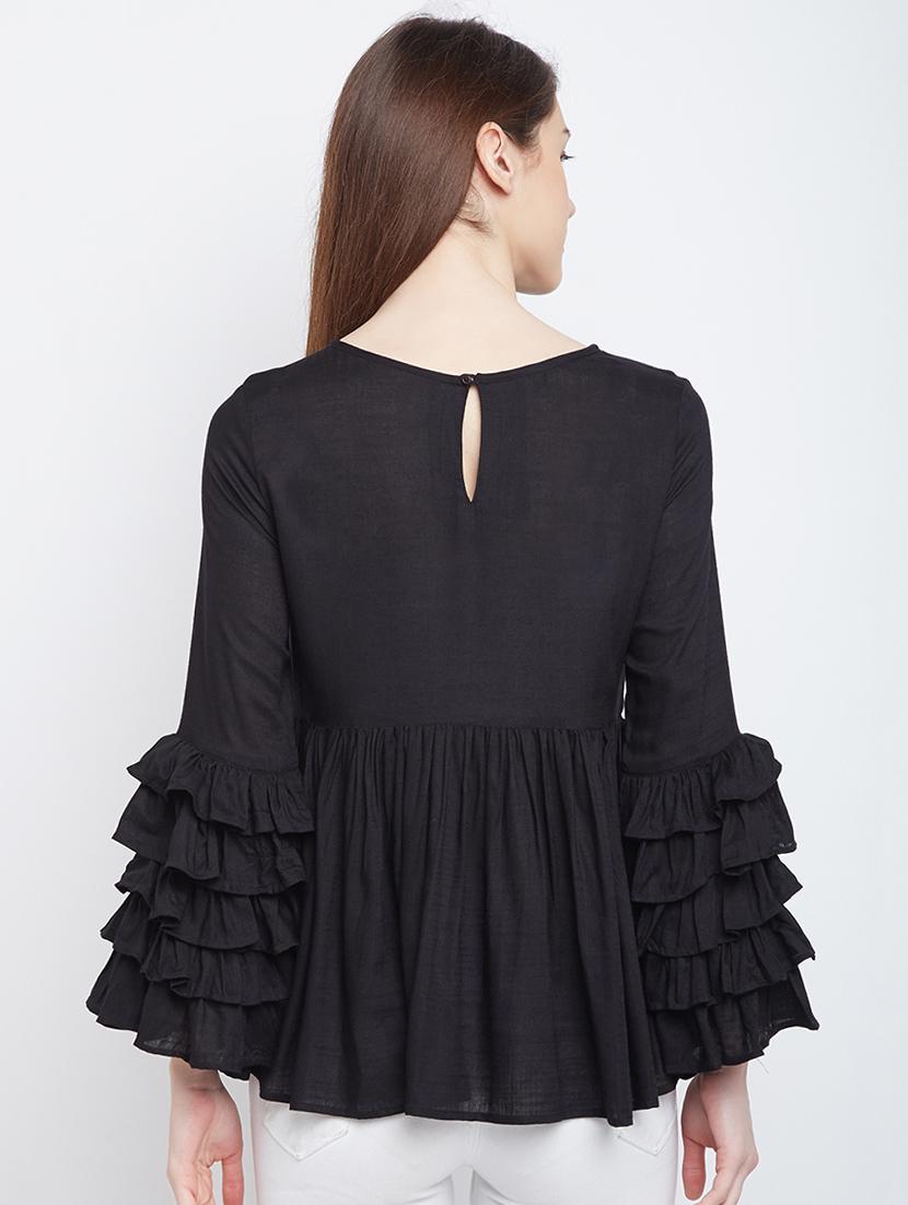 ruffle sleeved flared top - 15300361 - Zoom Image - 3