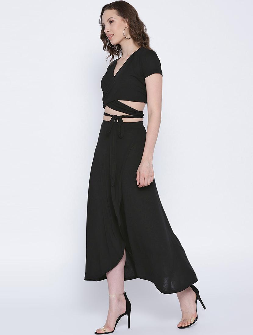 black cotton asymmetric dress - 15300788 - Zoom Image - 3