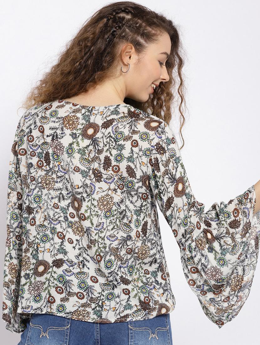 white rayon printed top - 15300790 - Zoom Image - 3