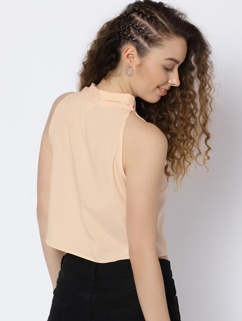 pink polyester crop top - 15300799 - Zoom Image - 3
