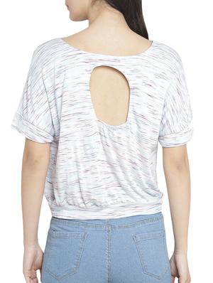 melange cut out back crop top - 15301067 - Standard Image - 3