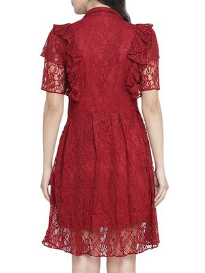 frill detail net fit & flare dress - 15301126 - Standard Image - 3