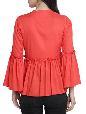bell sleeved frill trim detail top - 15301134 - Standard Image - 3