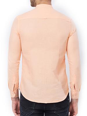 peach cotton casual shirt - 15302131 - Standard Image - 3