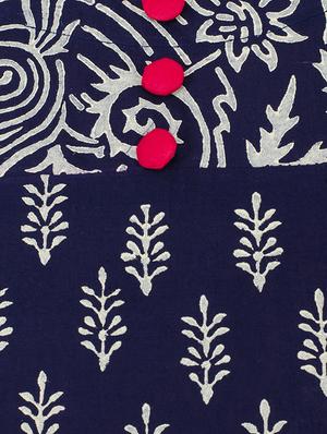 blue cotton straight kurta - 15302259 - Standard Image - 3